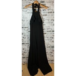 Bebe Womens Black Ruffle Halter Wide Leg Jumpsuit Size 12 701144 PO22408